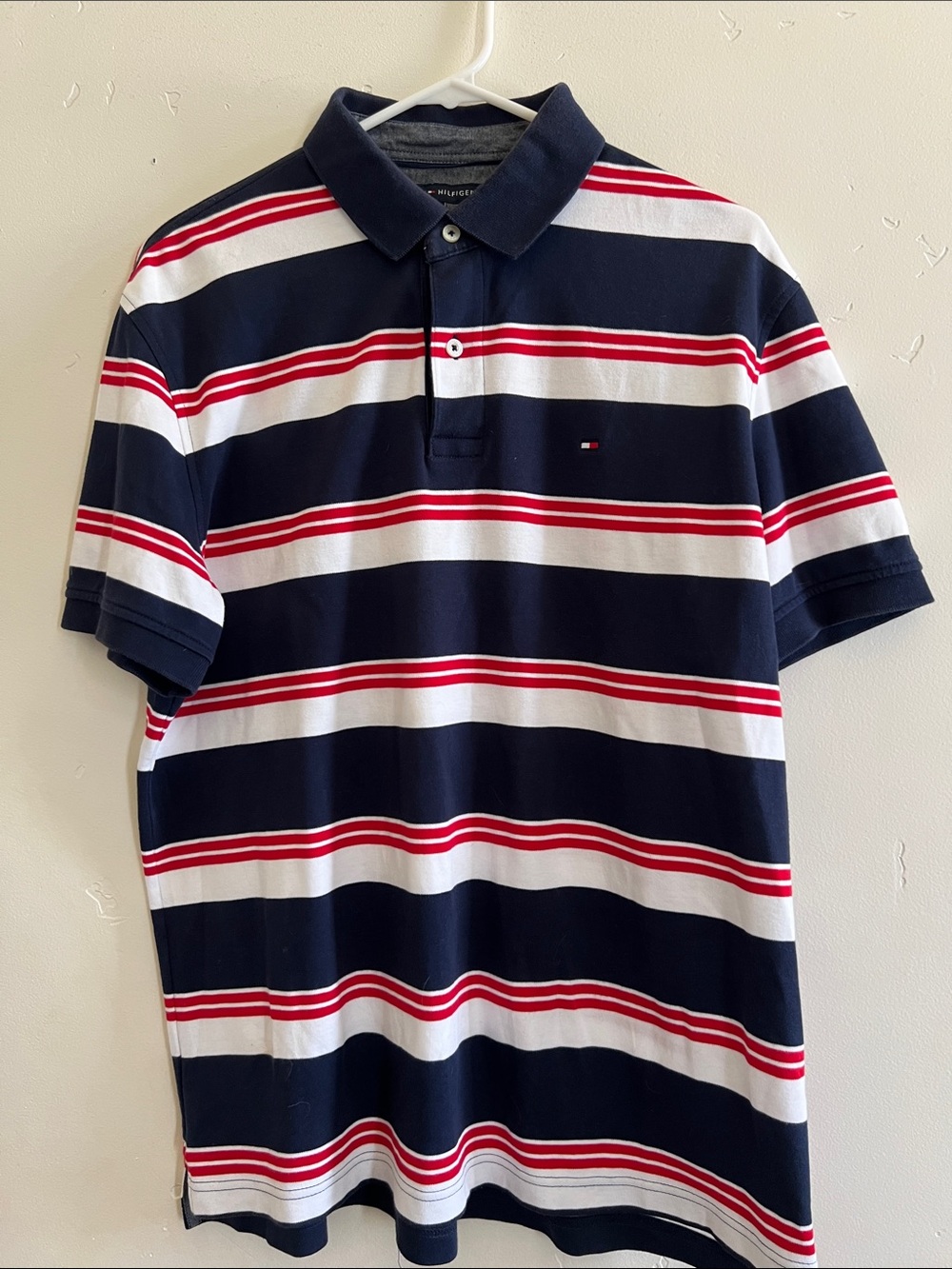 Tommy Hilfiger Navy, White & Red Striped Polo